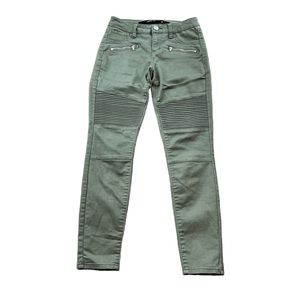 Harper 26 olive green moto skinny jegging zip pockets